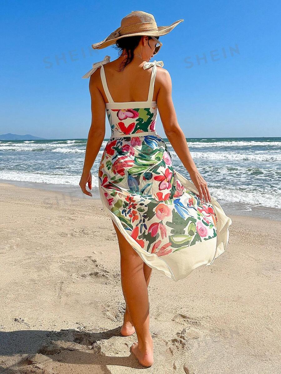 One-Piece Swimsuit And Beach Skirt