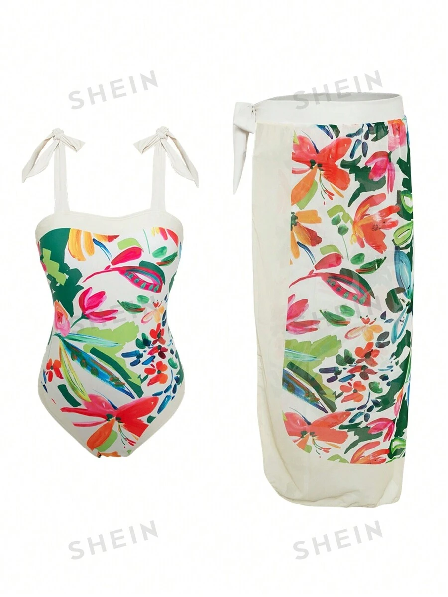 One-Piece Swimsuit And Beach Skirt