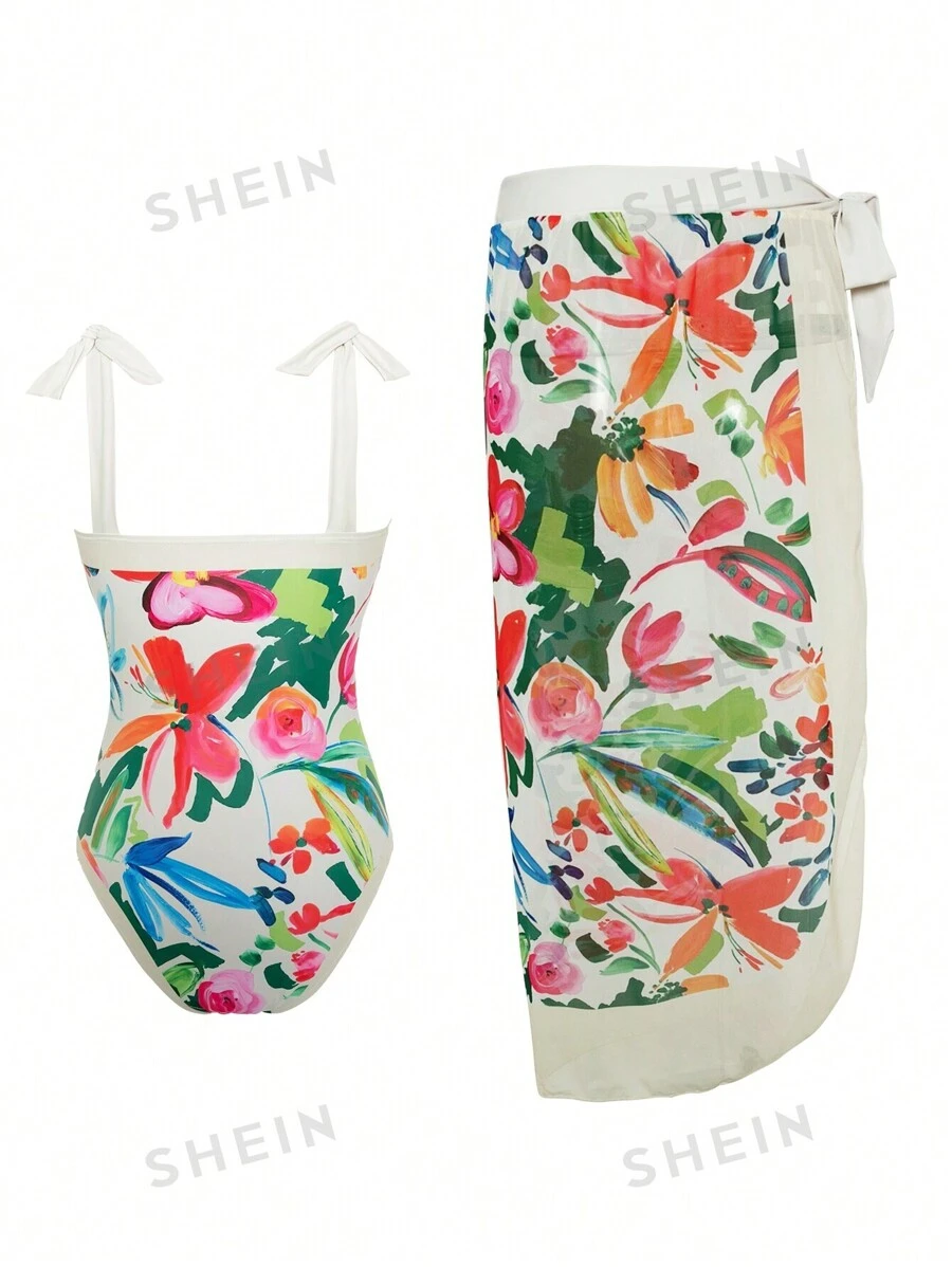 One-Piece Swimsuit And Beach Skirt