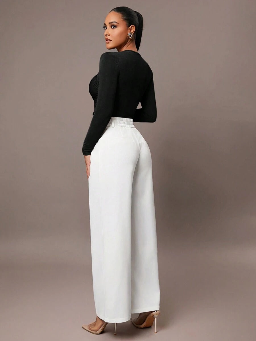 Black Petite Jumpsuit Ruffles & Asymmetrical Ribbed Design