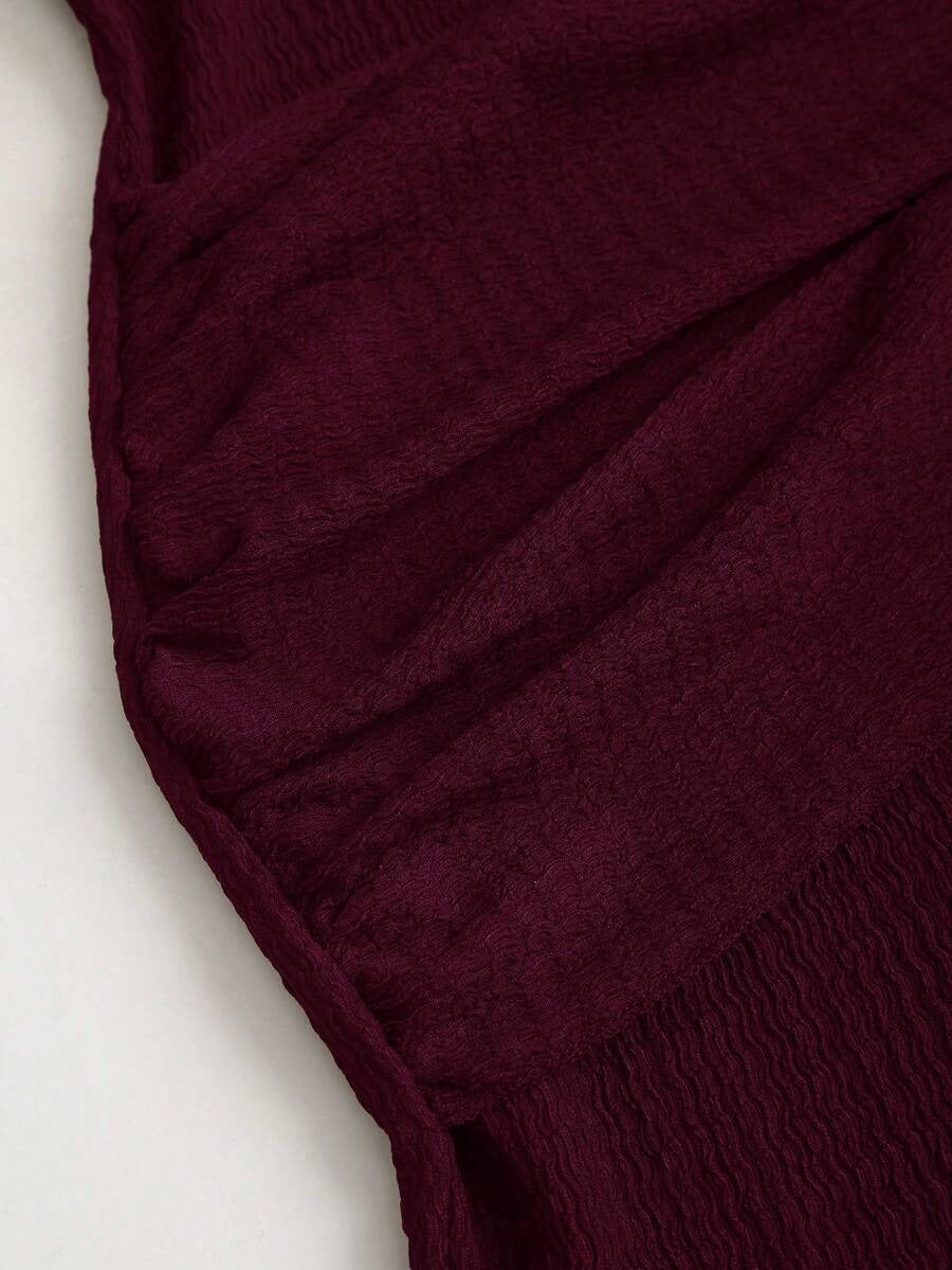 Bodycon Midi Dress with Wide Sleeves and Tie Waist, Simple Design for Women