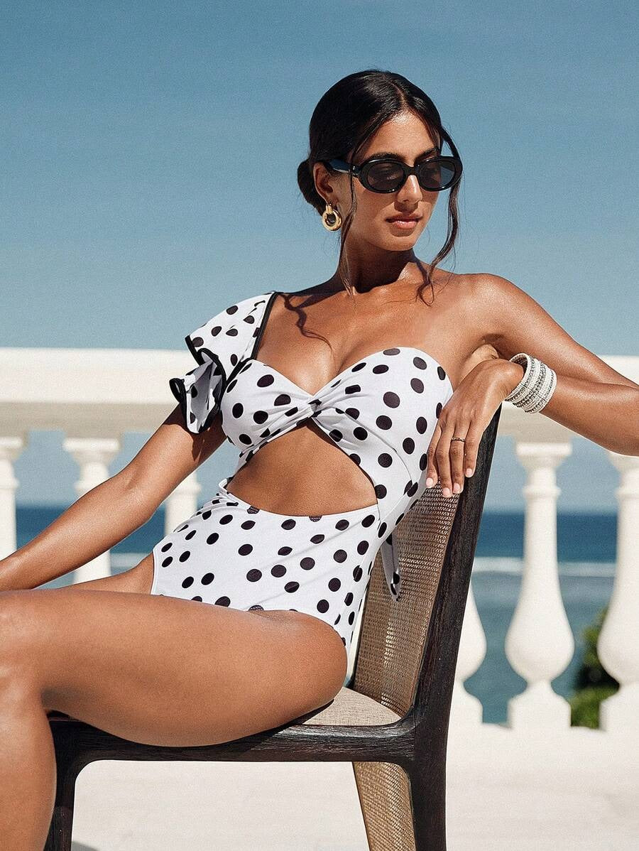 One Piece Swimsuit for Women Dot Print Wetsuit for Beach & Vacation