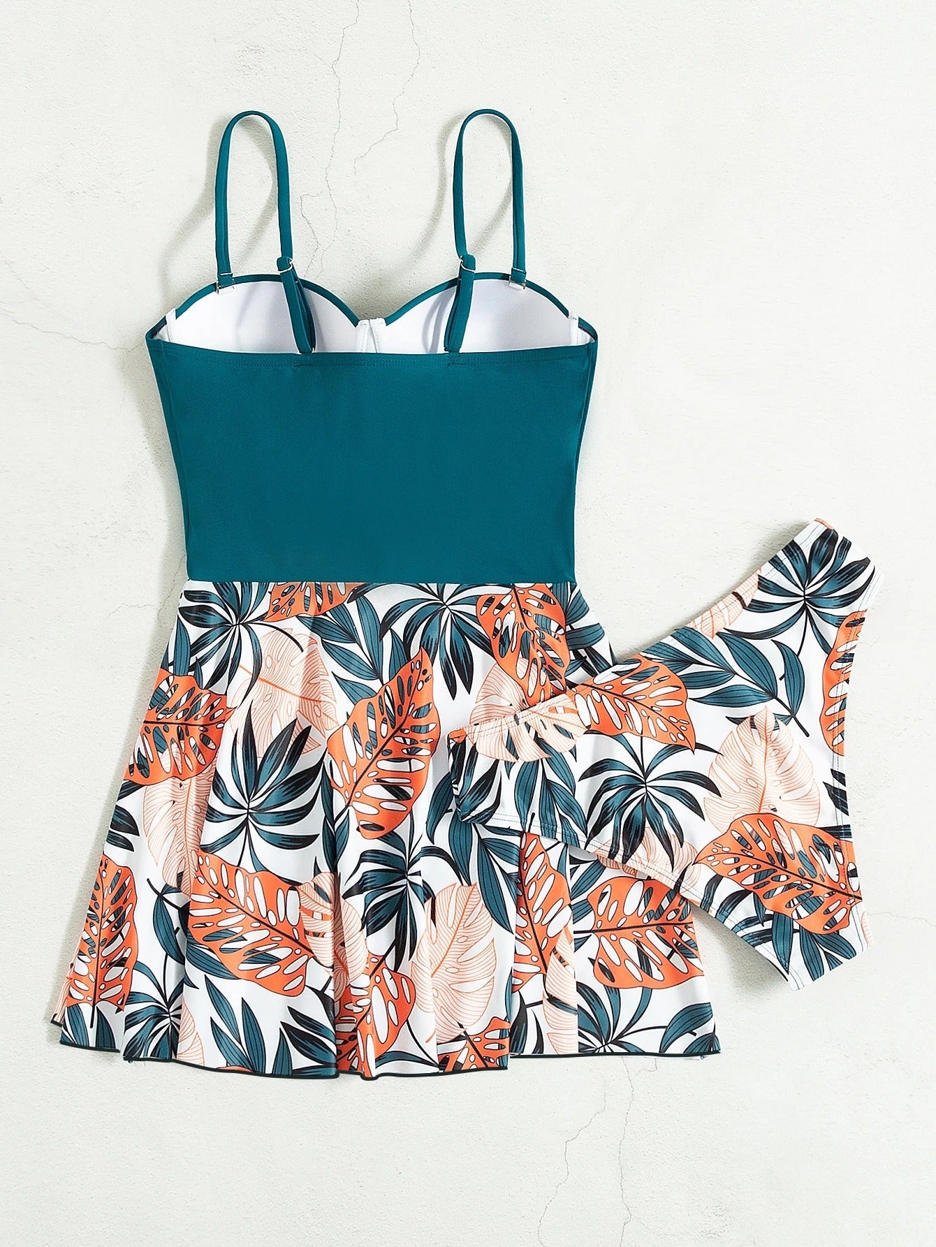 Bikini Set Swim Dress Tropical Print Push-Up Style for Summer Beach