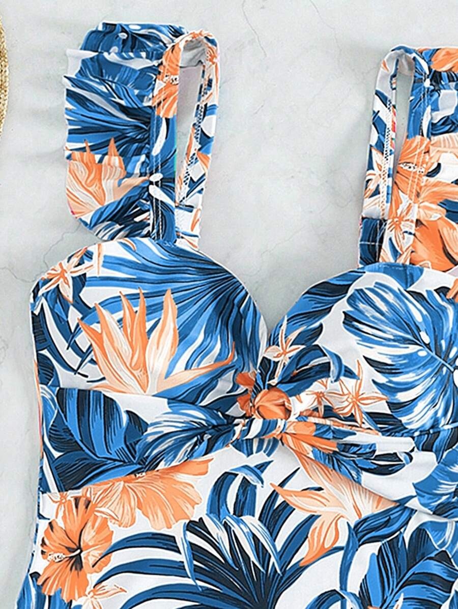 One-Piece Swimsuit with Unique Printed Pattern