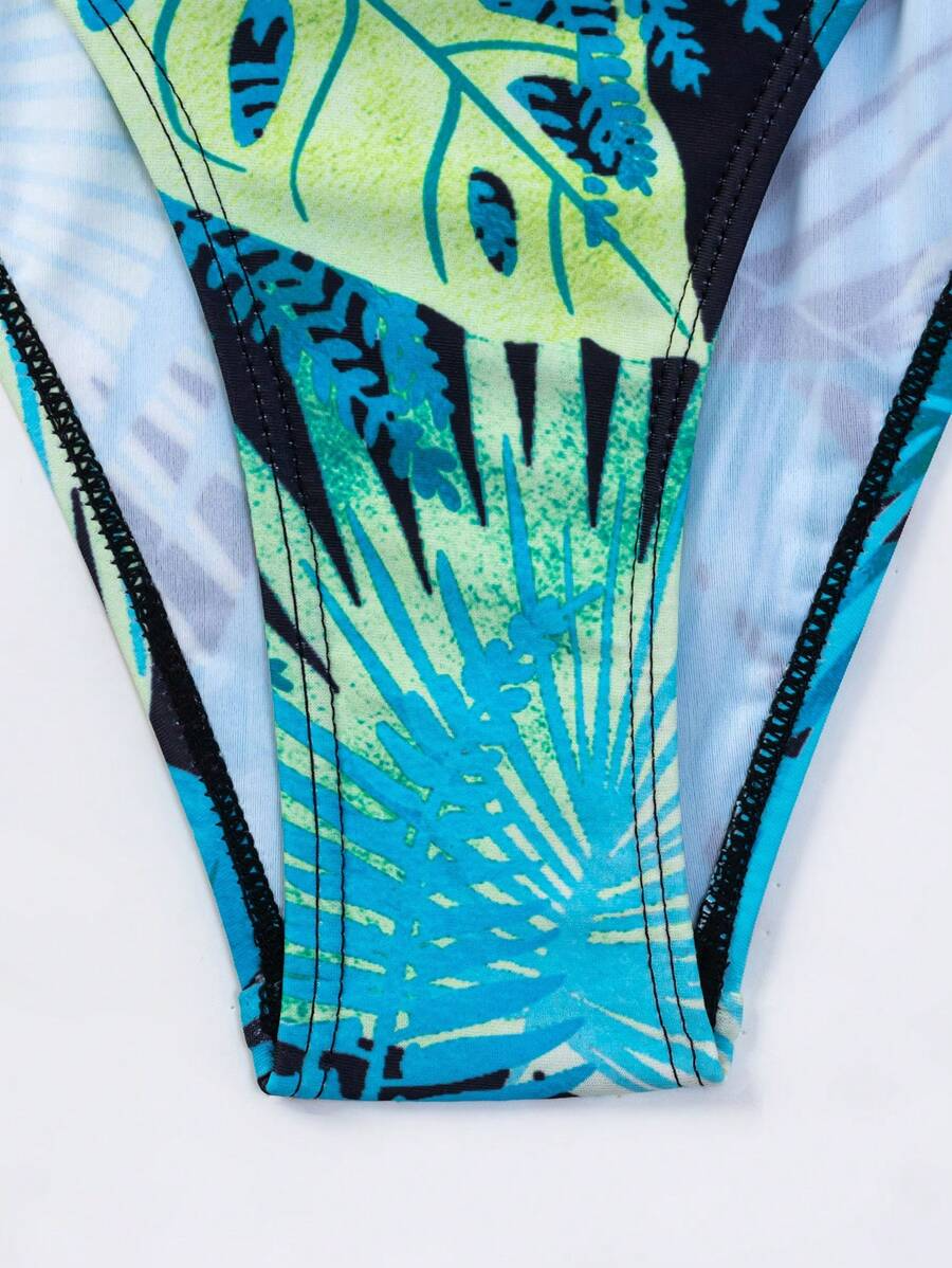 One Piece Swimsuit Lushore Tropical Print with Cover Up for Women
