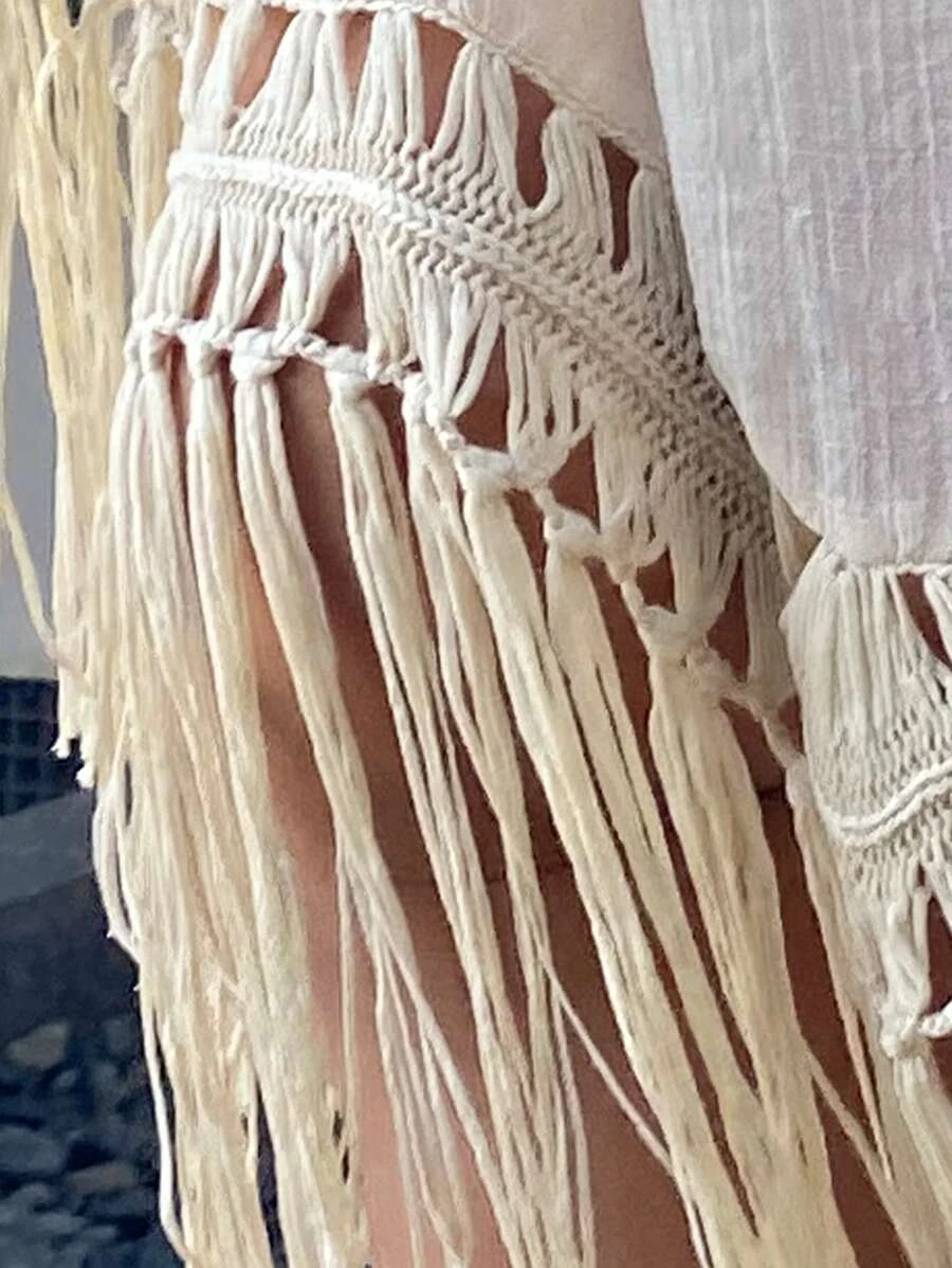 Fringe Hem Kimono