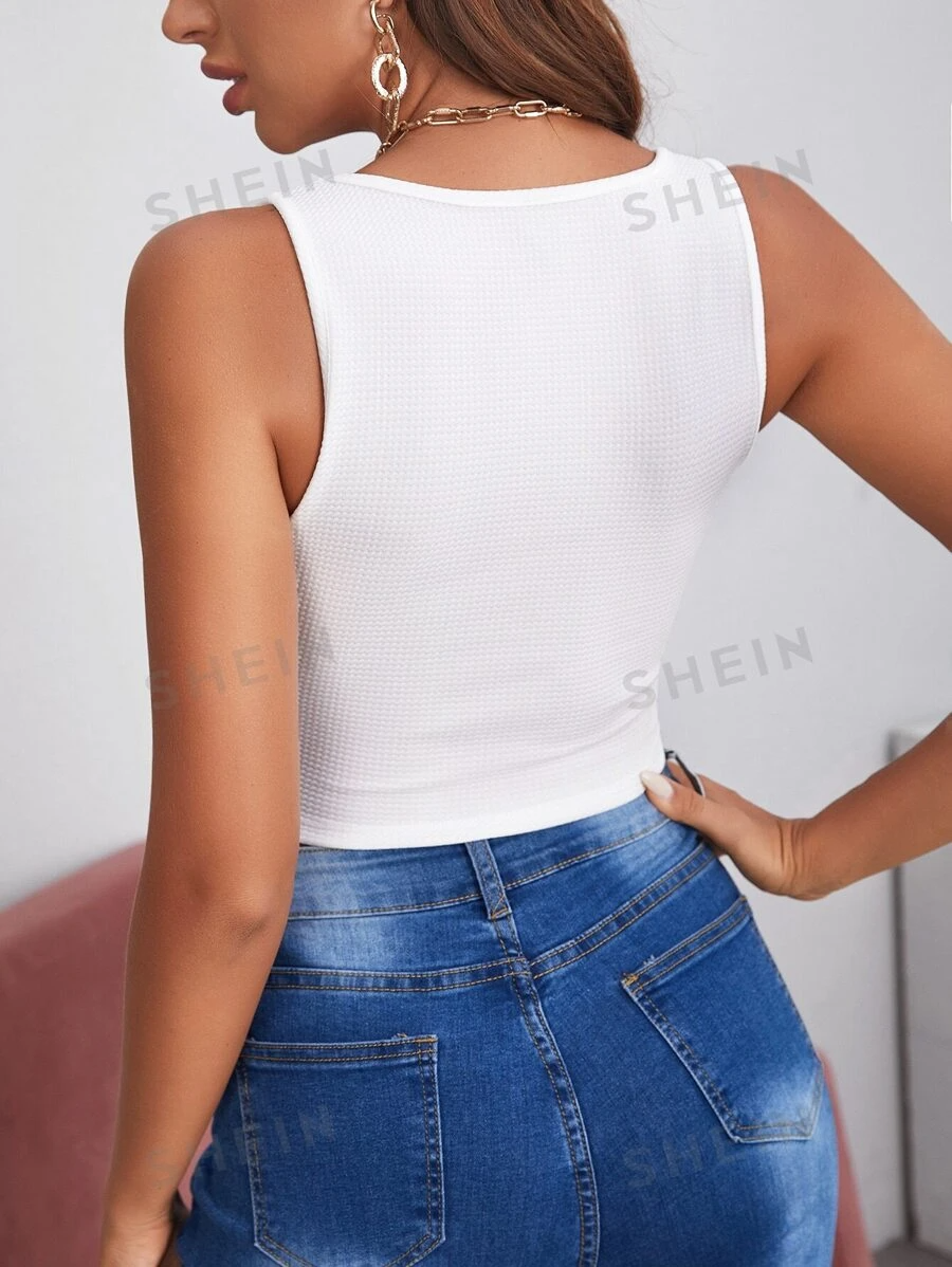 Square Neck Hanky Hem Tank Top