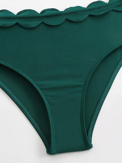3-Piece Set Bikini, High-Waist Bottom & Embroidered Beach Cover-Up Dress