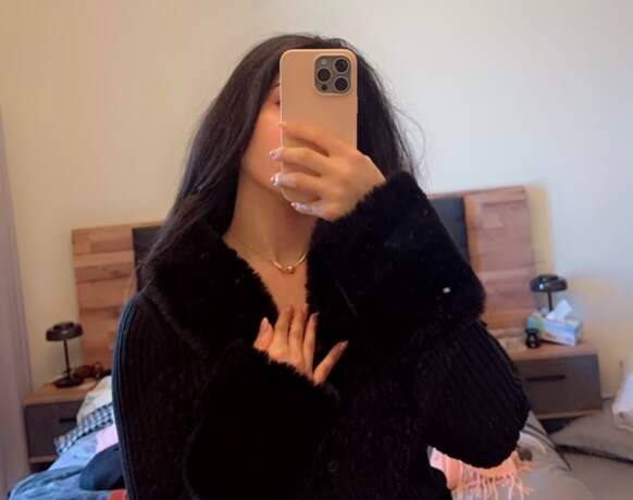 Black Long Sleeve Cardigan with Fur Cuffs