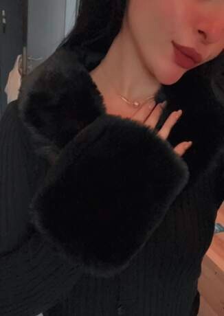 Black Long Sleeve Cardigan with Fur Cuffs