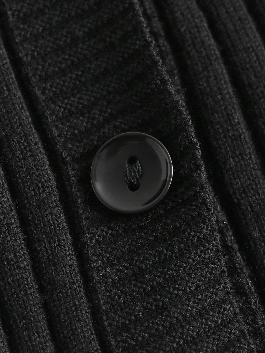 Black Long Sleeve Cardigan with Fur Cuffs