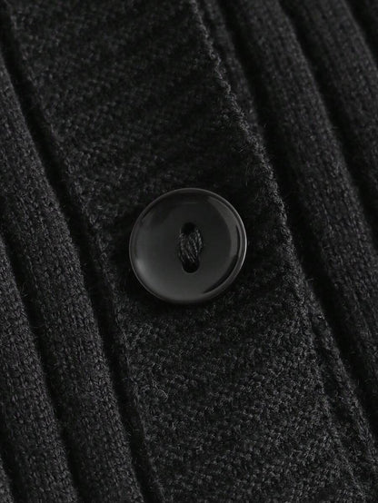 Black Long Sleeve Cardigan with Fur Cuffs