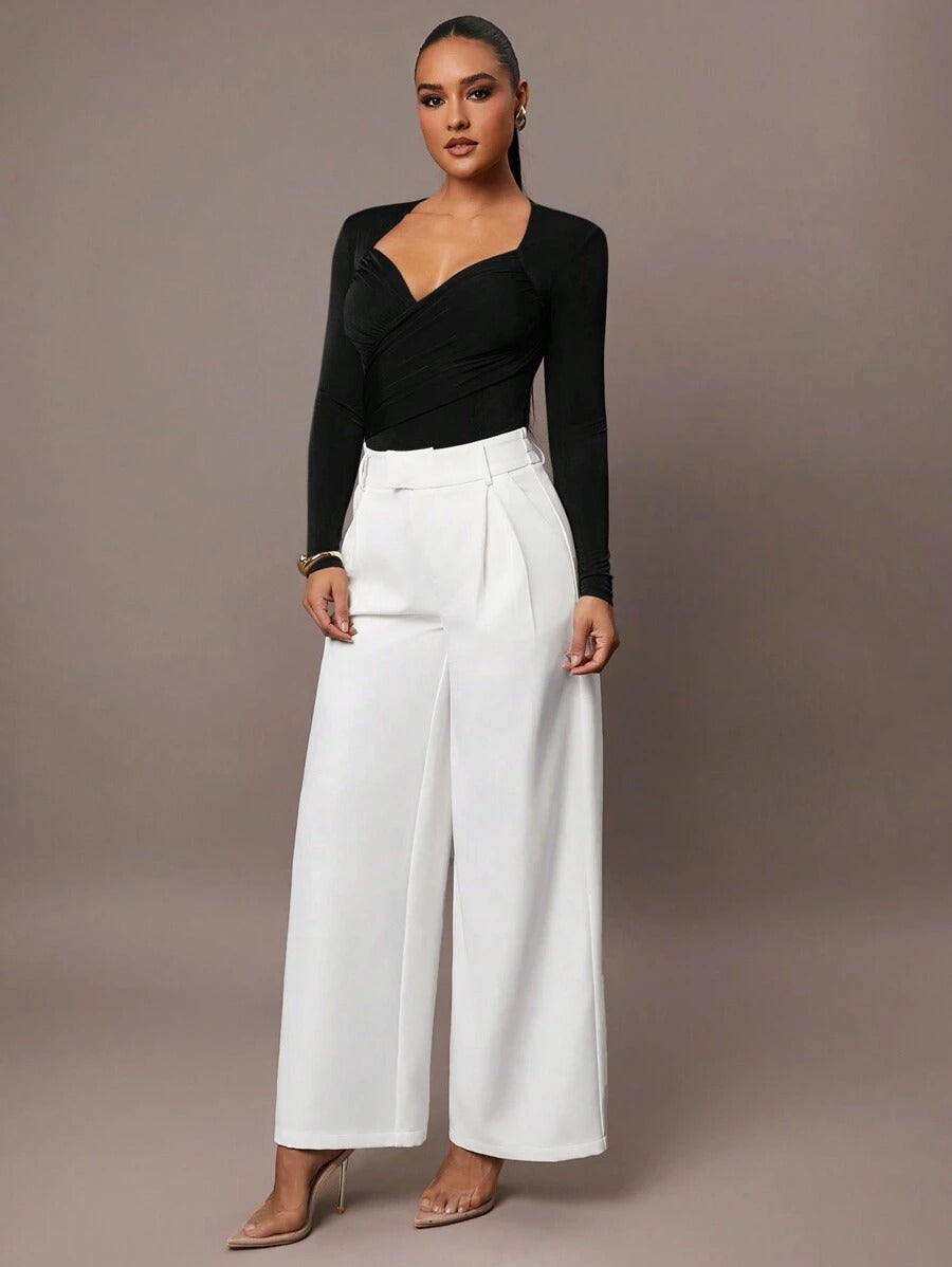 Black Petite Jumpsuit Ruffles & Asymmetrical Ribbed Design