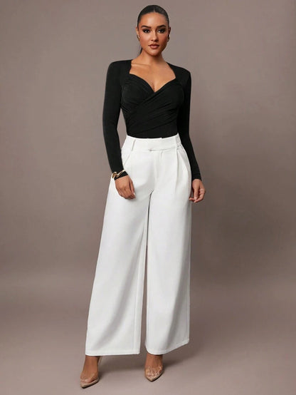 Black Petite Jumpsuit Ruffles & Asymmetrical Ribbed Design