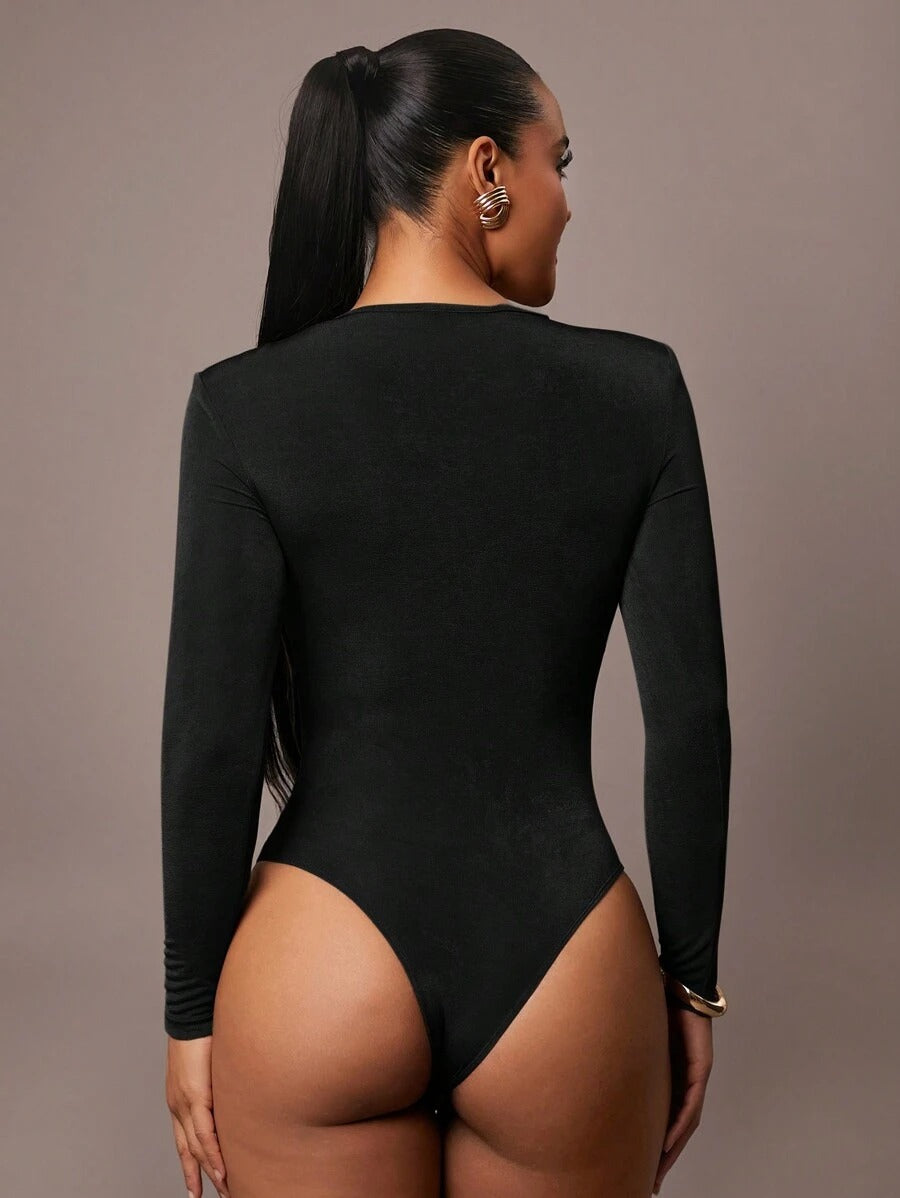 Black Petite Jumpsuit Ruffles & Asymmetrical Ribbed Design