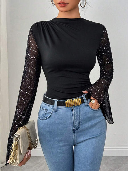 Bodysuit, Tight-Fitting, Ruffled, Silver Plated