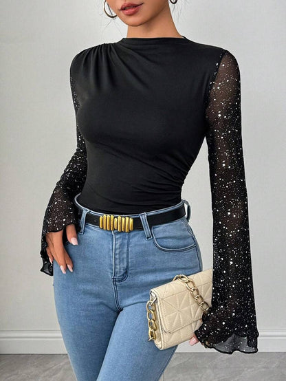 Bodysuit, Tight-Fitting, Ruffled, Silver Plated