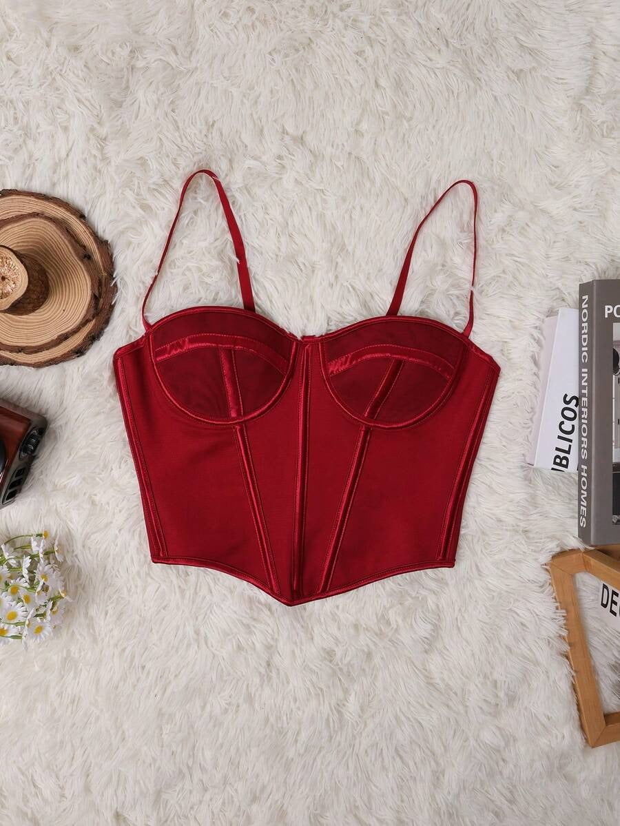 Crop Top – Metallic Wire, Open Back with Mesh & Braiding, Adjustable Straps