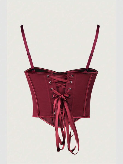 Crop Top – Metallic Wire, Open Back with Mesh & Braiding, Adjustable Straps