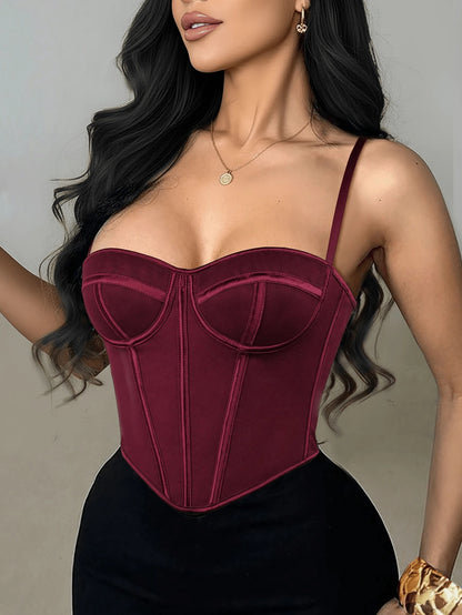 Crop Top – Metallic Wire, Open Back with Mesh & Braiding, Adjustable Straps