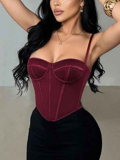 Crop Top – Metallic Wire, Open Back with Mesh & Braiding, Adjustable Straps