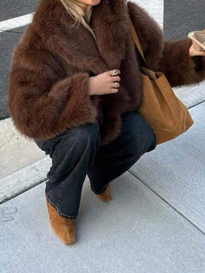 Deka Luxe Faux Fur Short Coat Faux Fox Winter Jacket for Women