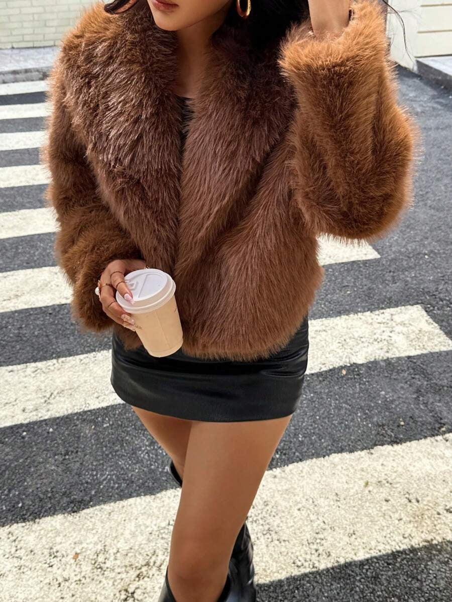 Deka Luxe Faux Fur Short Coat Faux Fox Winter Jacket for Women