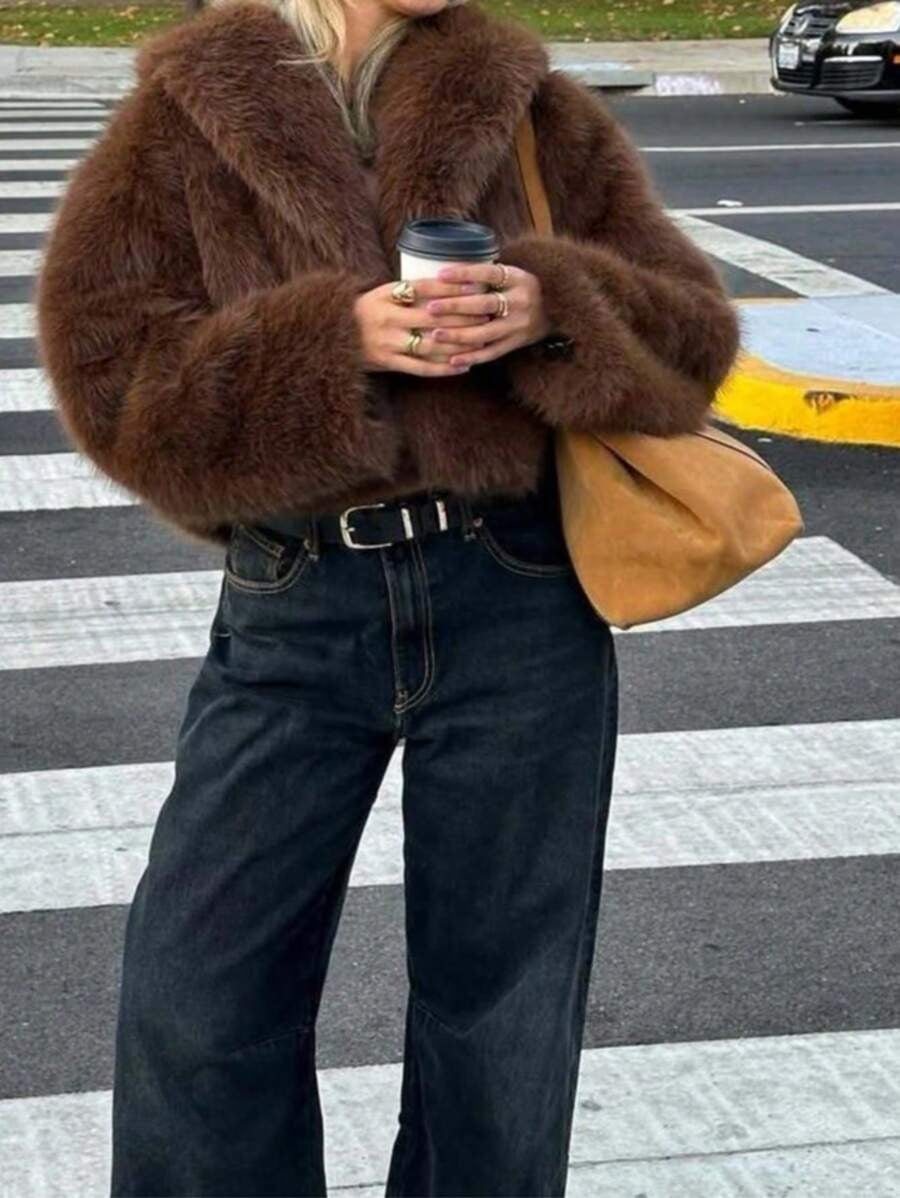 Deka Luxe Faux Fur Short Coat Faux Fox Winter Jacket for Women