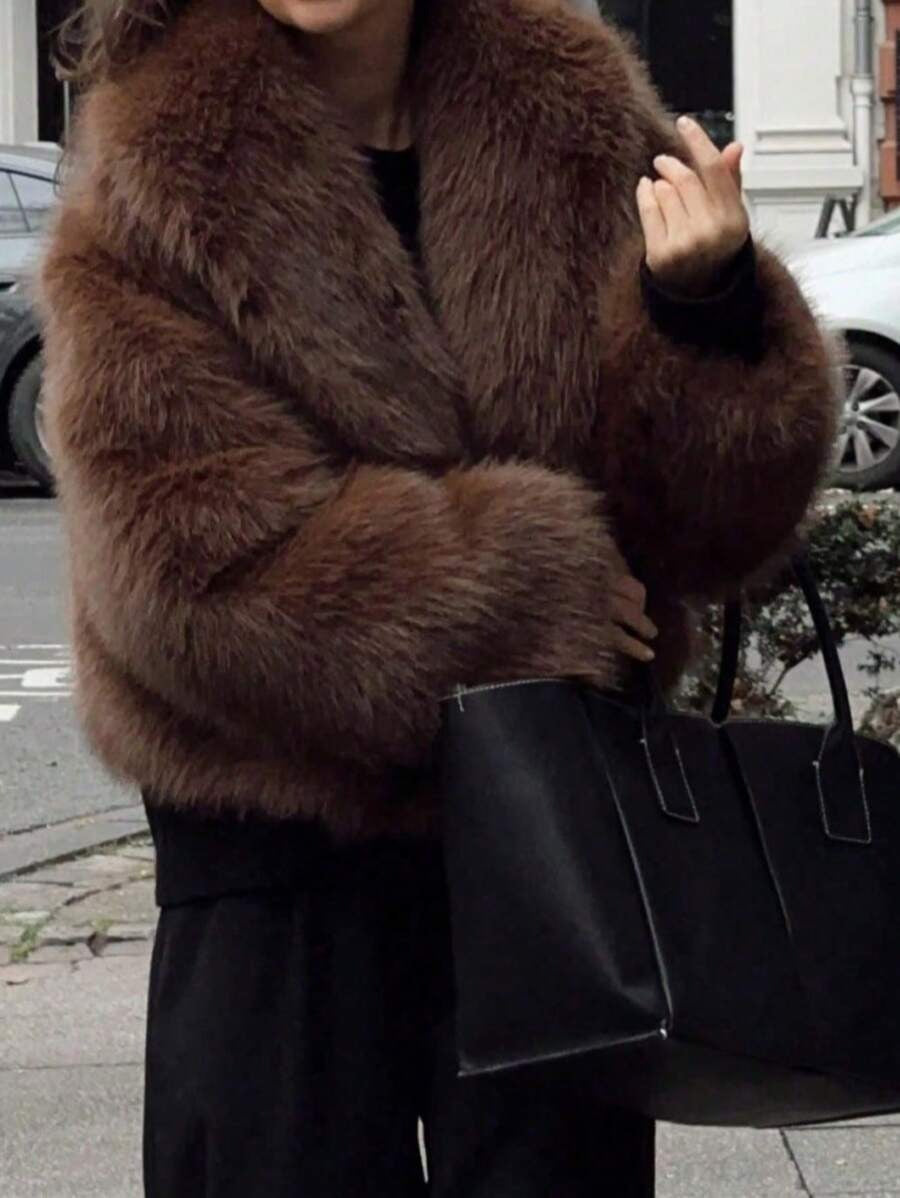 Deka Luxe Faux Fur Short Coat Faux Fox Winter Jacket for Women