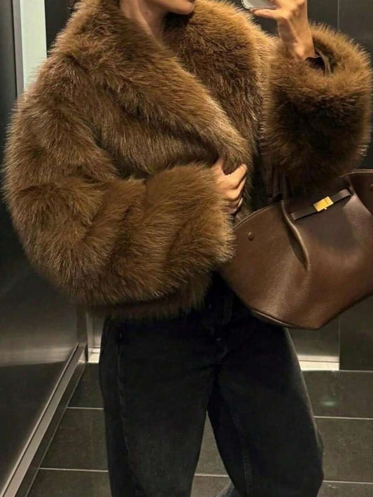 Deka Luxe Faux Fur Short Coat Faux Fox Winter Jacket for Women