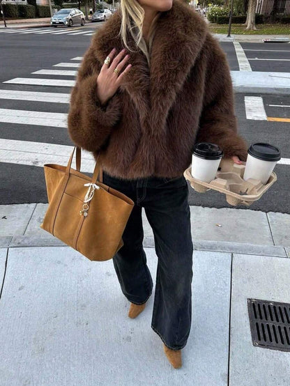 Deka Luxe Faux Fur Short Coat Faux Fox Winter Jacket for Women