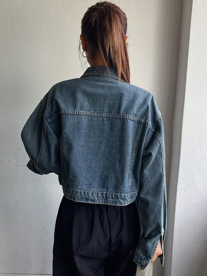 Denim Jacket Button Front Casual Style with Pockets
