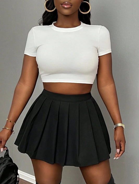 Gathered Mini Skirt for Music Parties, Bold, Stylish