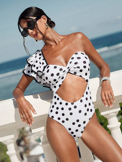 One Piece Swimsuit for Women Dot Print Wetsuit for Beach & Vacation