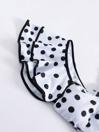 One Piece Swimsuit for Women Dot Print Wetsuit for Beach & Vacation
