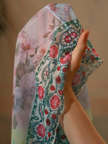 One Piece Swimsuit for Women Summer Floral Print with Wrap Skirt