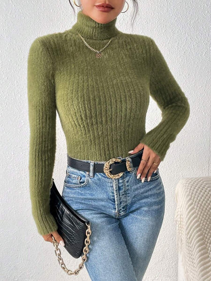 Striped Knit High Neck Sweater – Winter Festival Style