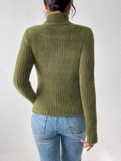 Striped Knit High Neck Sweater – Winter Festival Style