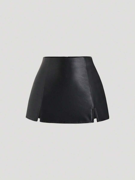 Low-Waisted Leather Mini Skirts for Women