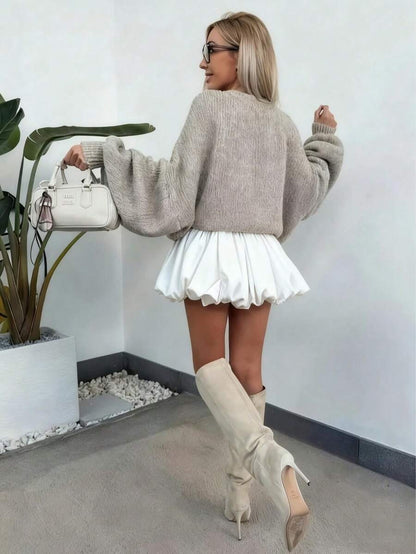 White High-Waist A-Line Mini Skirt