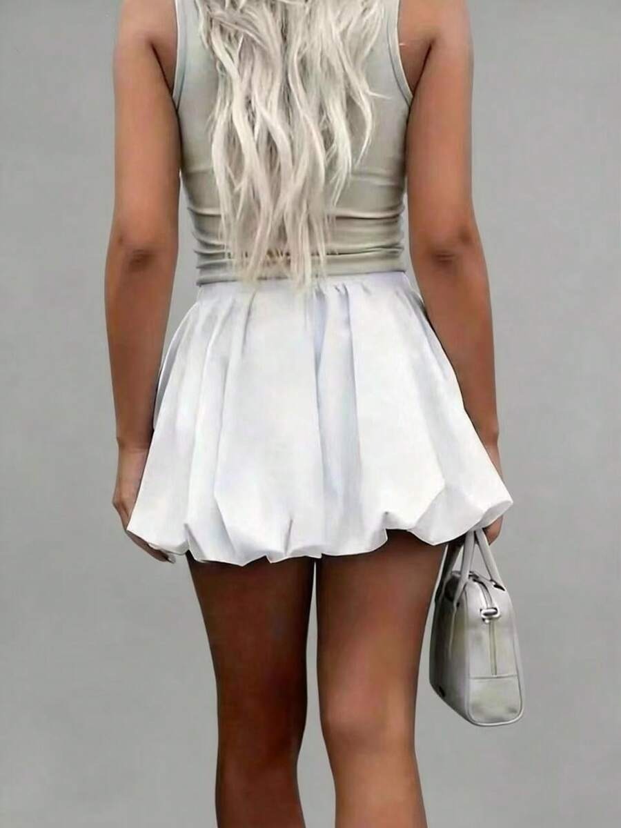 White High-Waist A-Line Mini Skirt