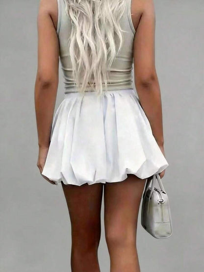 White High-Waist A-Line Mini Skirt