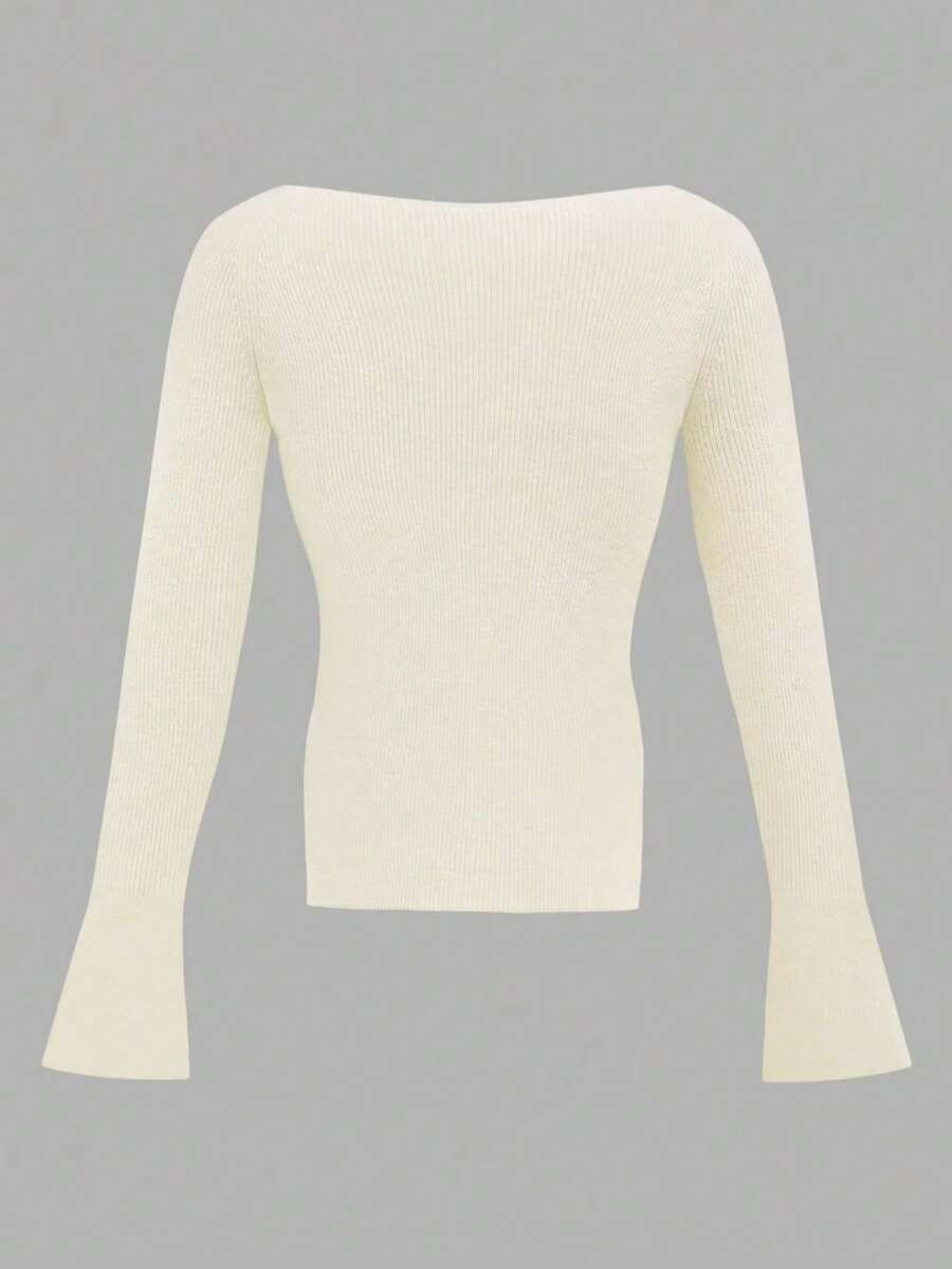 White Vintage Knit Top Maija Ribbed Crochet Style Blouse