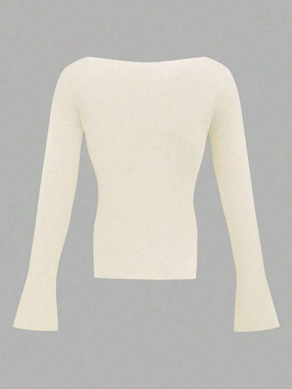 White Vintage Knit Top Maija Ribbed Crochet Style Blouse