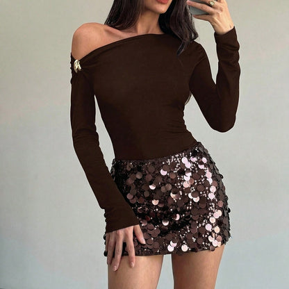 Women's Black High Waist Slim Fit Mini Skirt
