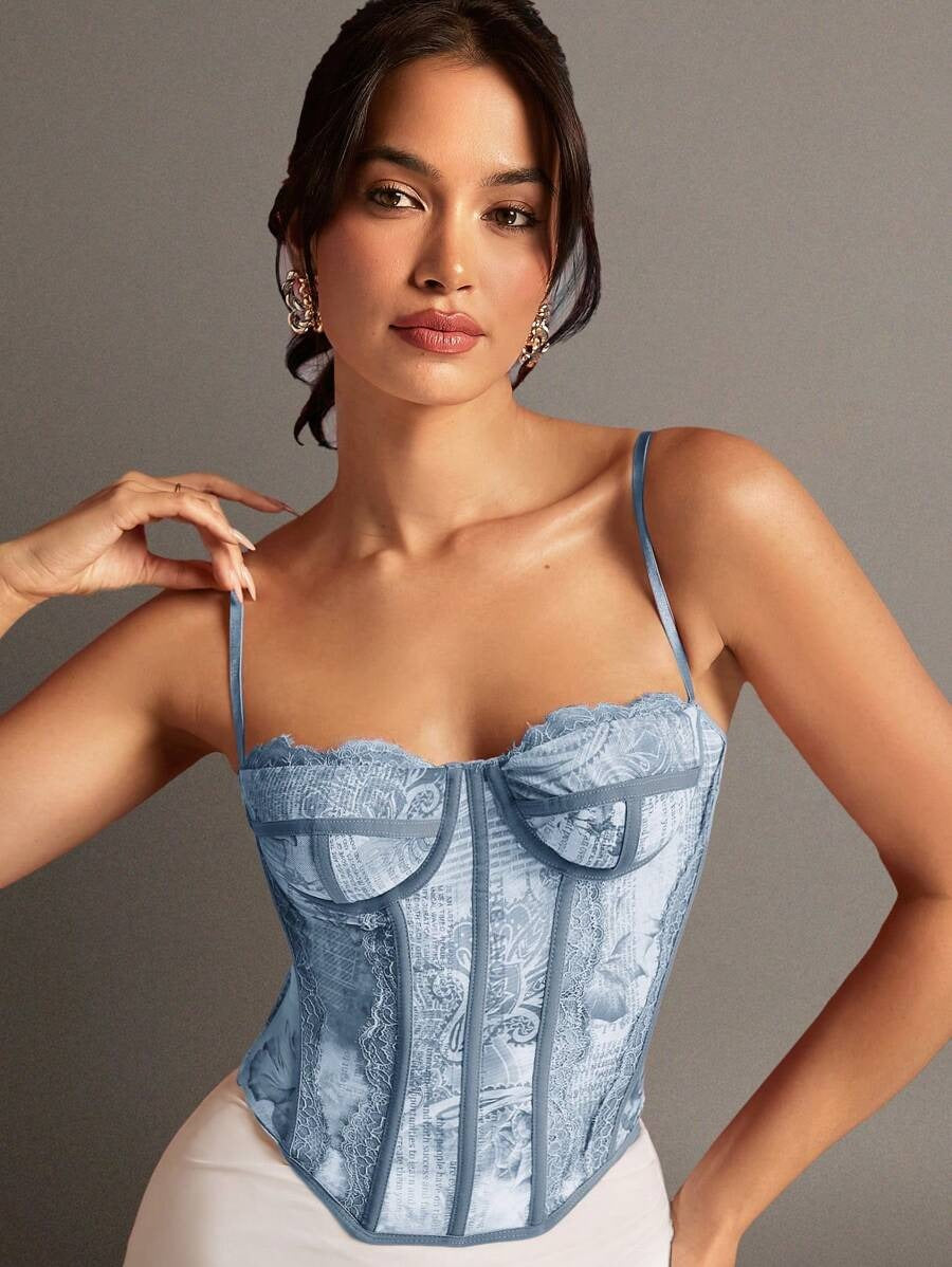 Women's Corset with Graphic Print Lace