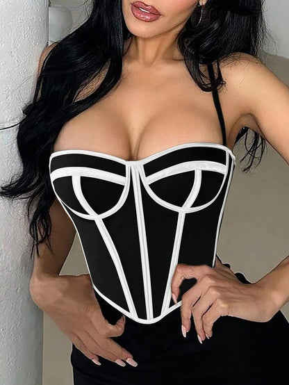 Women’s Mesh Lace Corset Top – Open Back, Adjustable Waist-Shaping Fit