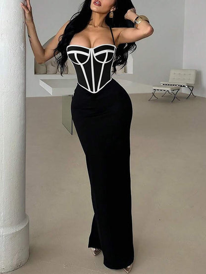 Women’s Mesh Lace Corset Top – Open Back, Adjustable Waist-Shaping Fit
