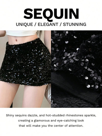 Women's Mini Skirt with Low Waist, Solid Color