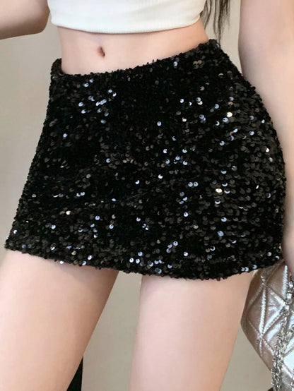 Women's Mini Skirt with Low Waist, Solid Color
